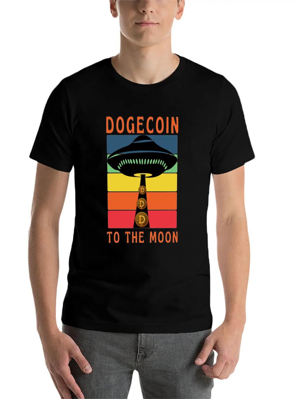 Dogecoin To The Moon Unisex Short Sleeve Soft Cotton T-Shirt – Casual Everyday Wear