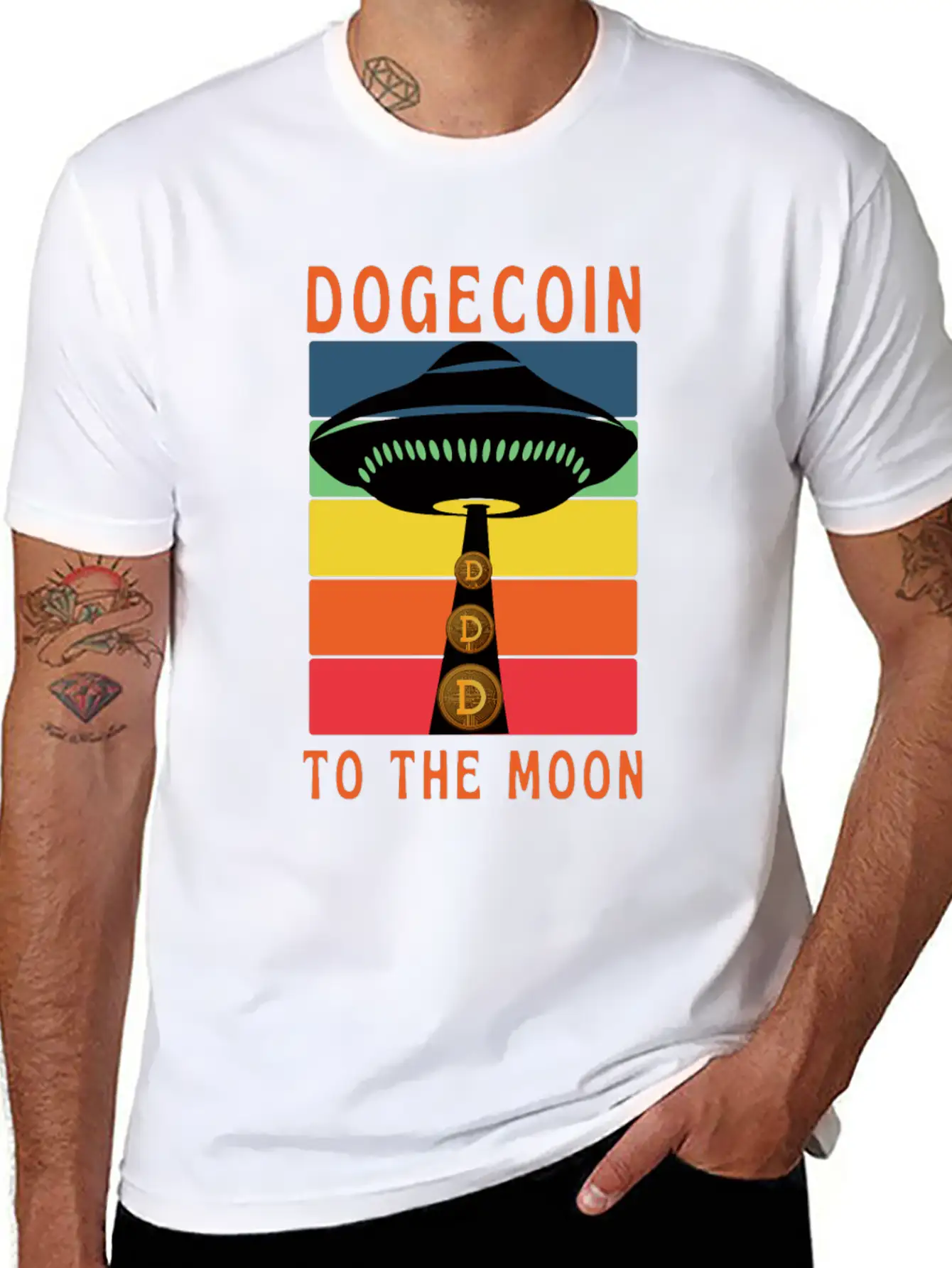 Dogecoin To The Moon Unisex Short Sleeve Soft Cotton T-Shirt – Casual Everyday Wear