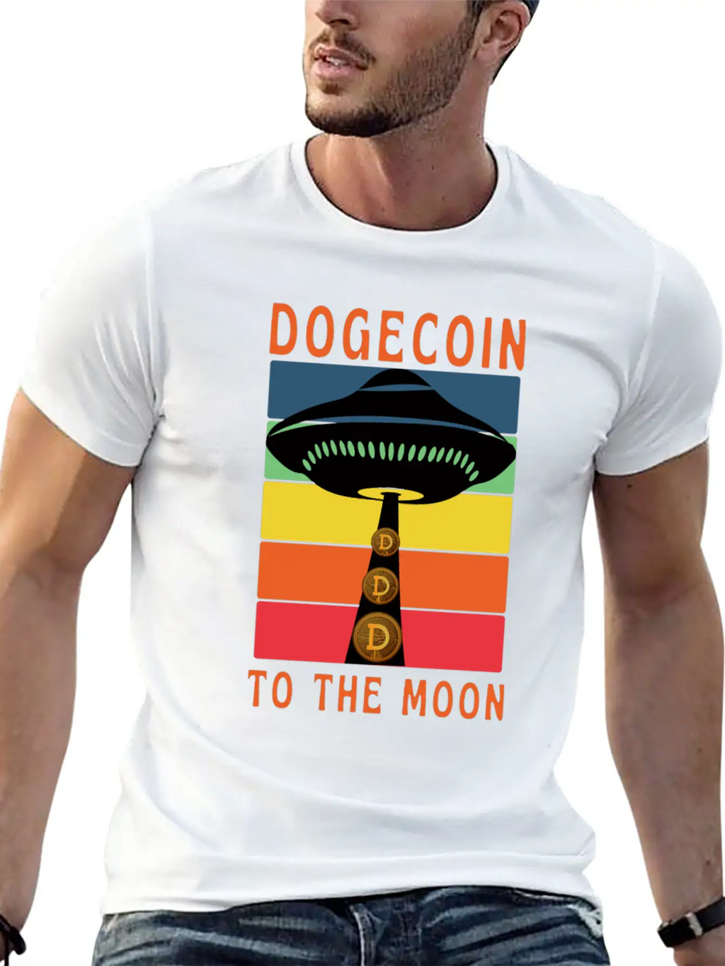 Dogecoin To The Moon Unisex Short Sleeve Soft Cotton T-Shirt – Casual Everyday Wear