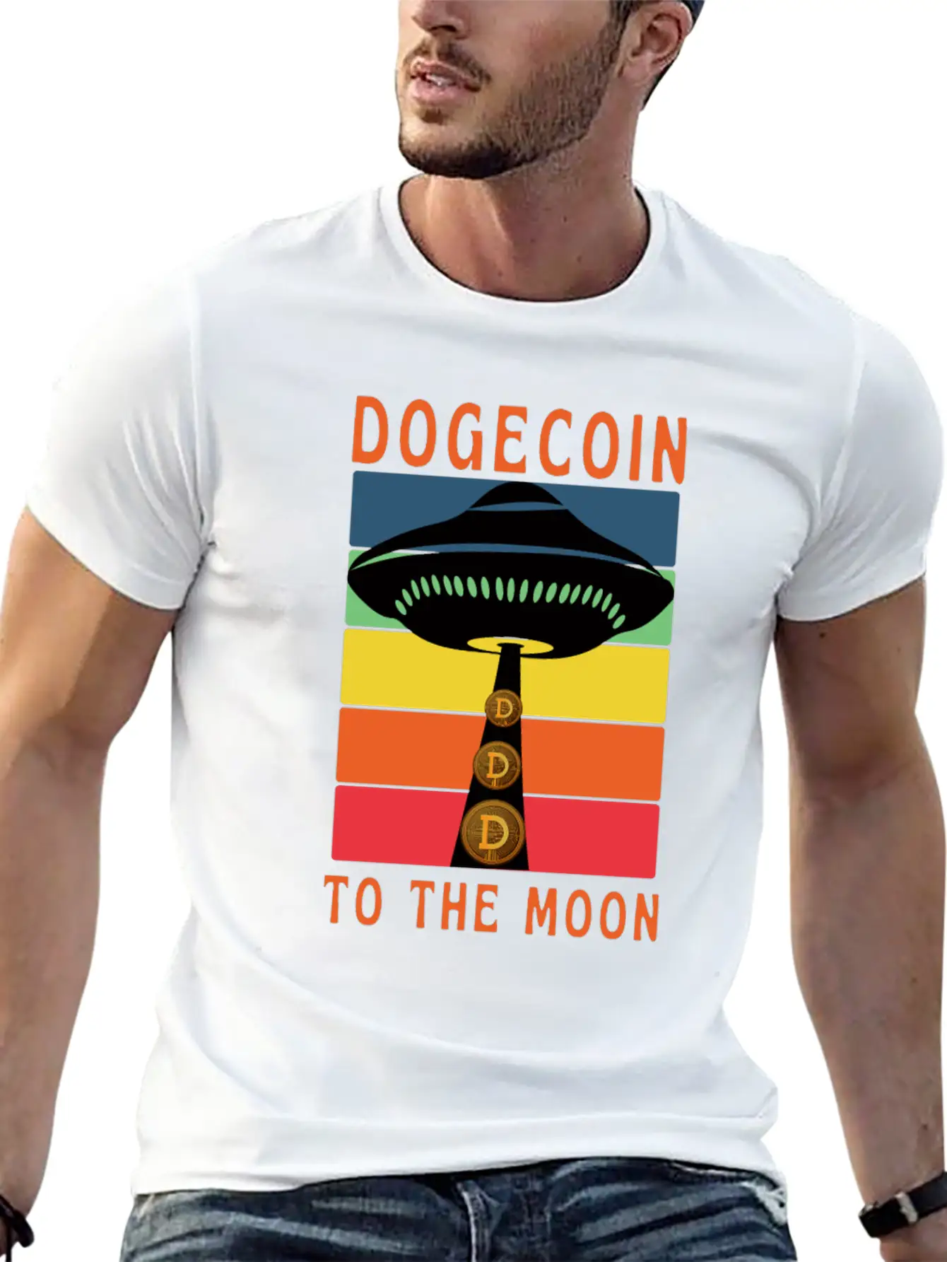 Dogecoin To The Moon Unisex Short Sleeve Soft Cotton T-Shirt – Casual Everyday Wear