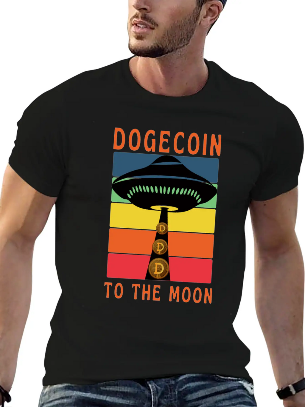 Dogecoin To The Moon Unisex Short Sleeve Soft Cotton T-Shirt – Casual Everyday Wear