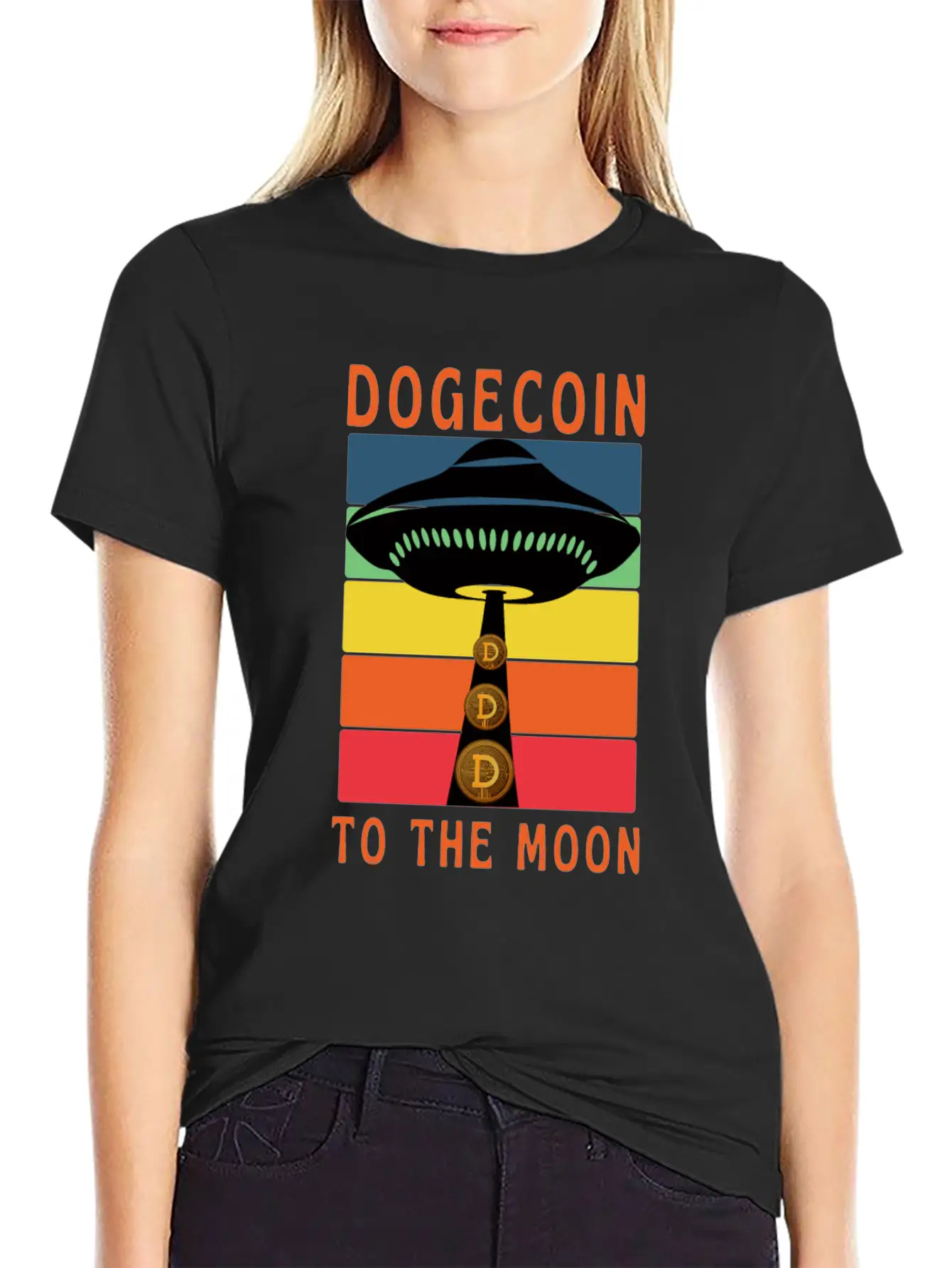 Dogecoin To The Moon Unisex Short Sleeve Soft Cotton T-Shirt – Casual Everyday Wear
