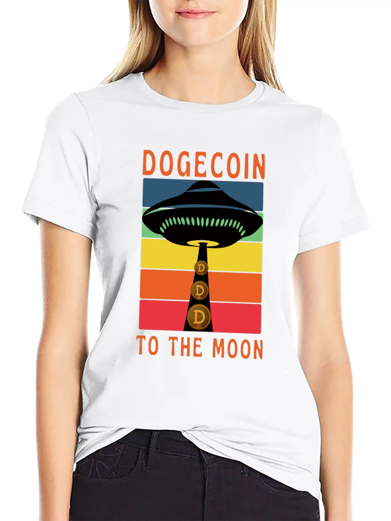 Dogecoin To The Moon Unisex Short Sleeve Soft Cotton T-Shirt – Casual Everyday Wear