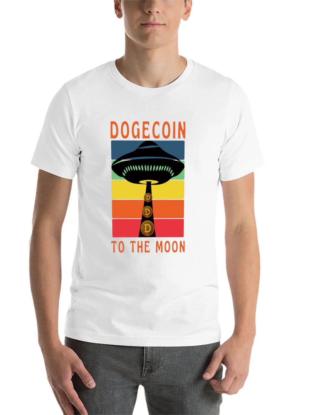 Dogecoin To The Moon Unisex Short Sleeve Soft Cotton T-Shirt – Casual Everyday Wear