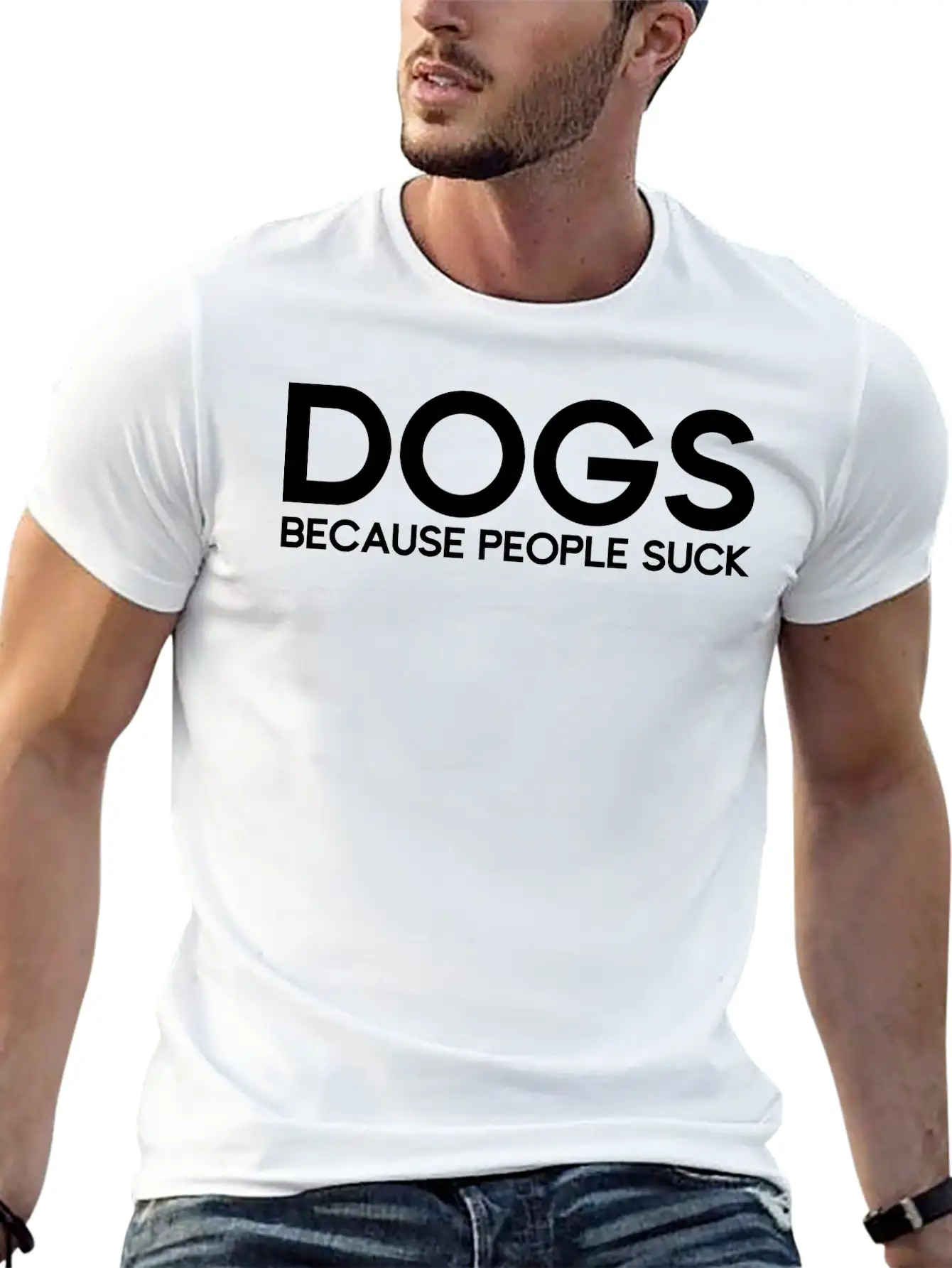 Dogs Because People Suck Breathable Soft Cotton T-Shirt – Timeless Casual Look