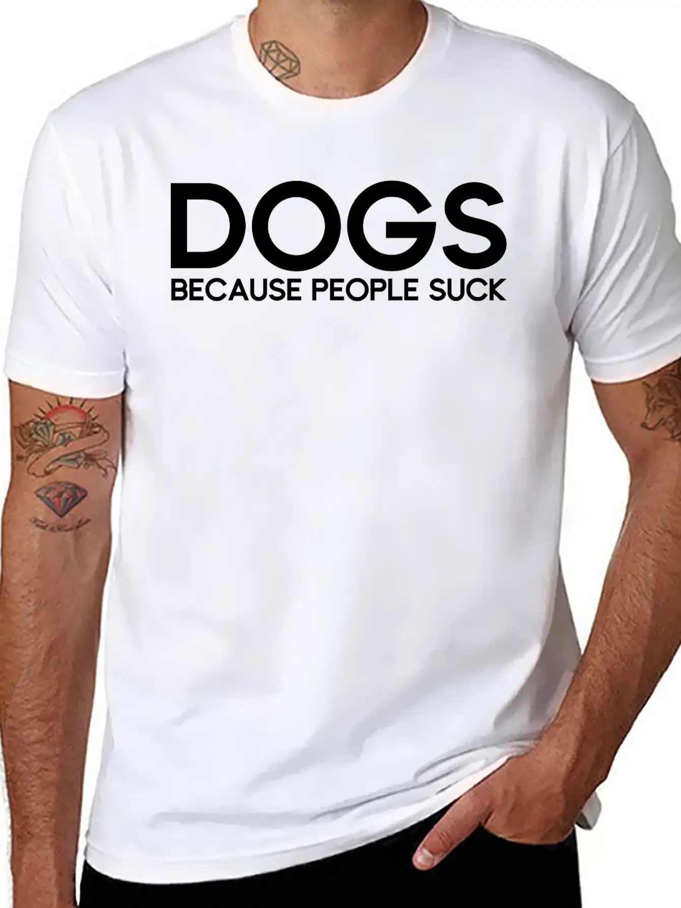 Dogs Because People Suck Breathable Soft Cotton T-Shirt – Timeless Casual Look