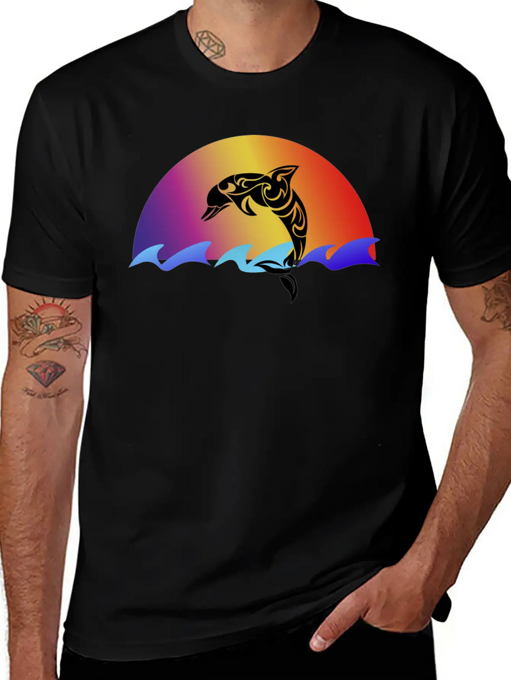 Dolphin And Sunset Unisex Casual T-Shirt – Clean Design For Daily Comfort