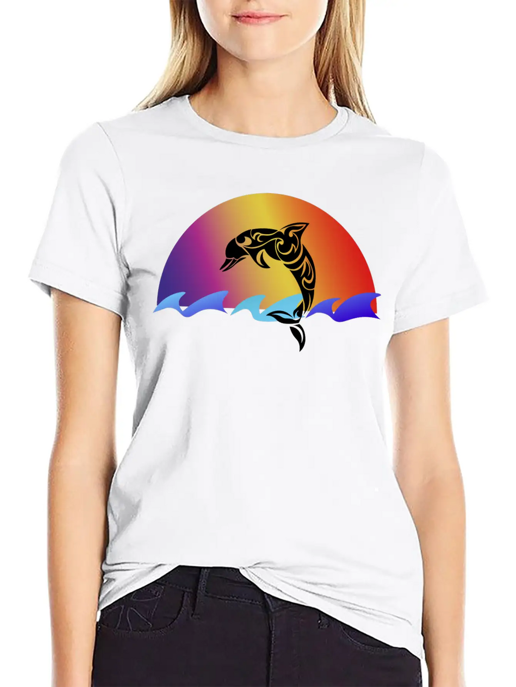 Dolphin And Sunset Unisex Casual T-Shirt – Clean Design For Daily Comfort