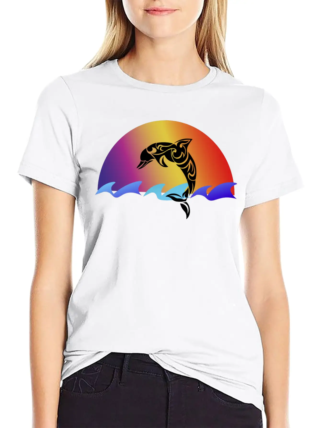 Dolphin And Sunset Unisex Casual T-Shirt – Clean Design For Daily Comfort