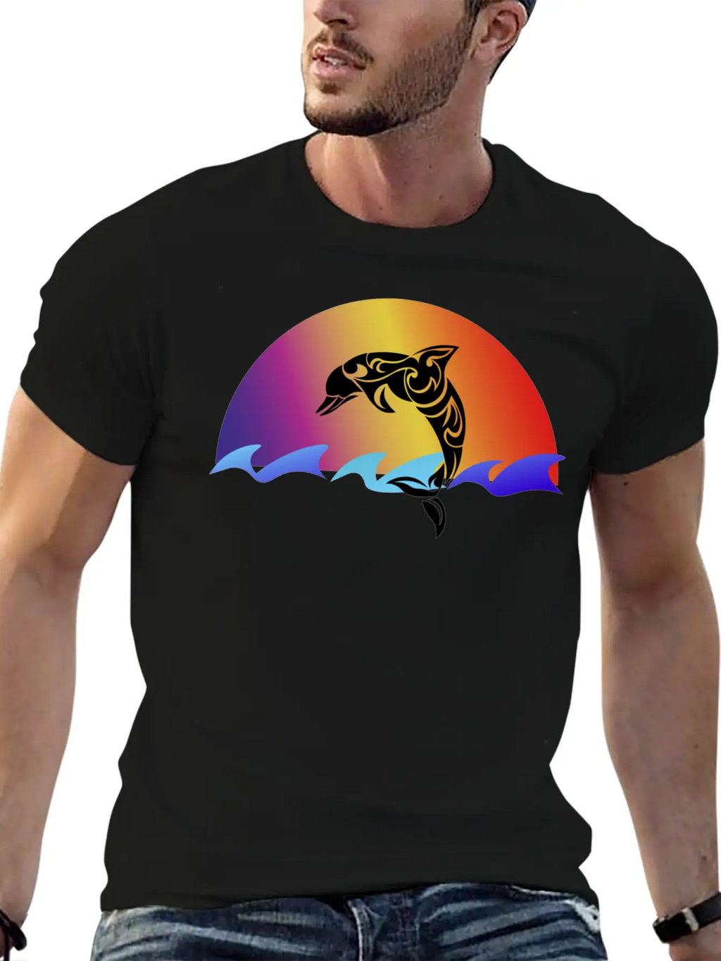 Dolphin And Sunset Unisex Casual T-Shirt – Clean Design For Daily Comfort