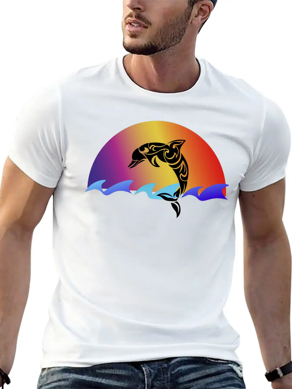 Dolphin And Sunset Unisex Casual T-Shirt – Clean Design For Daily Comfort