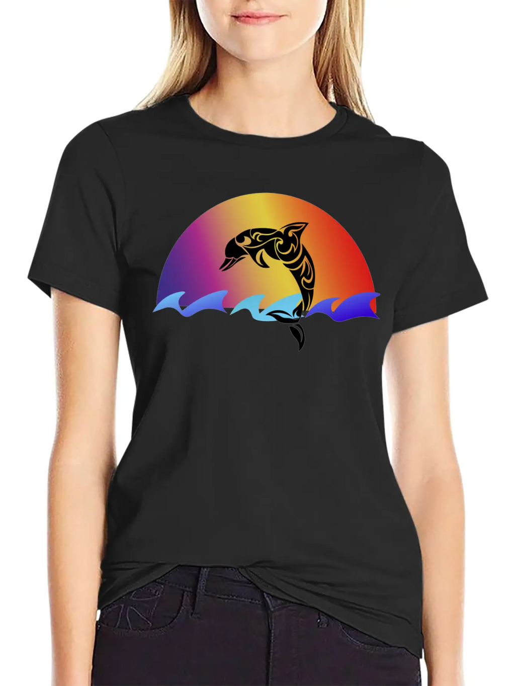 Dolphin And Sunset Unisex Casual T-Shirt – Clean Design For Daily Comfort