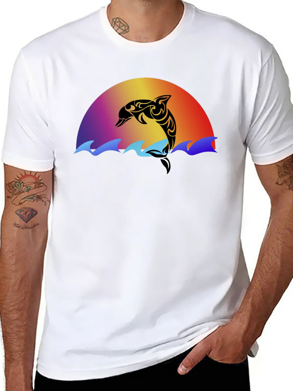 Dolphin And Sunset Unisex Casual T-Shirt – Clean Design For Daily Comfort