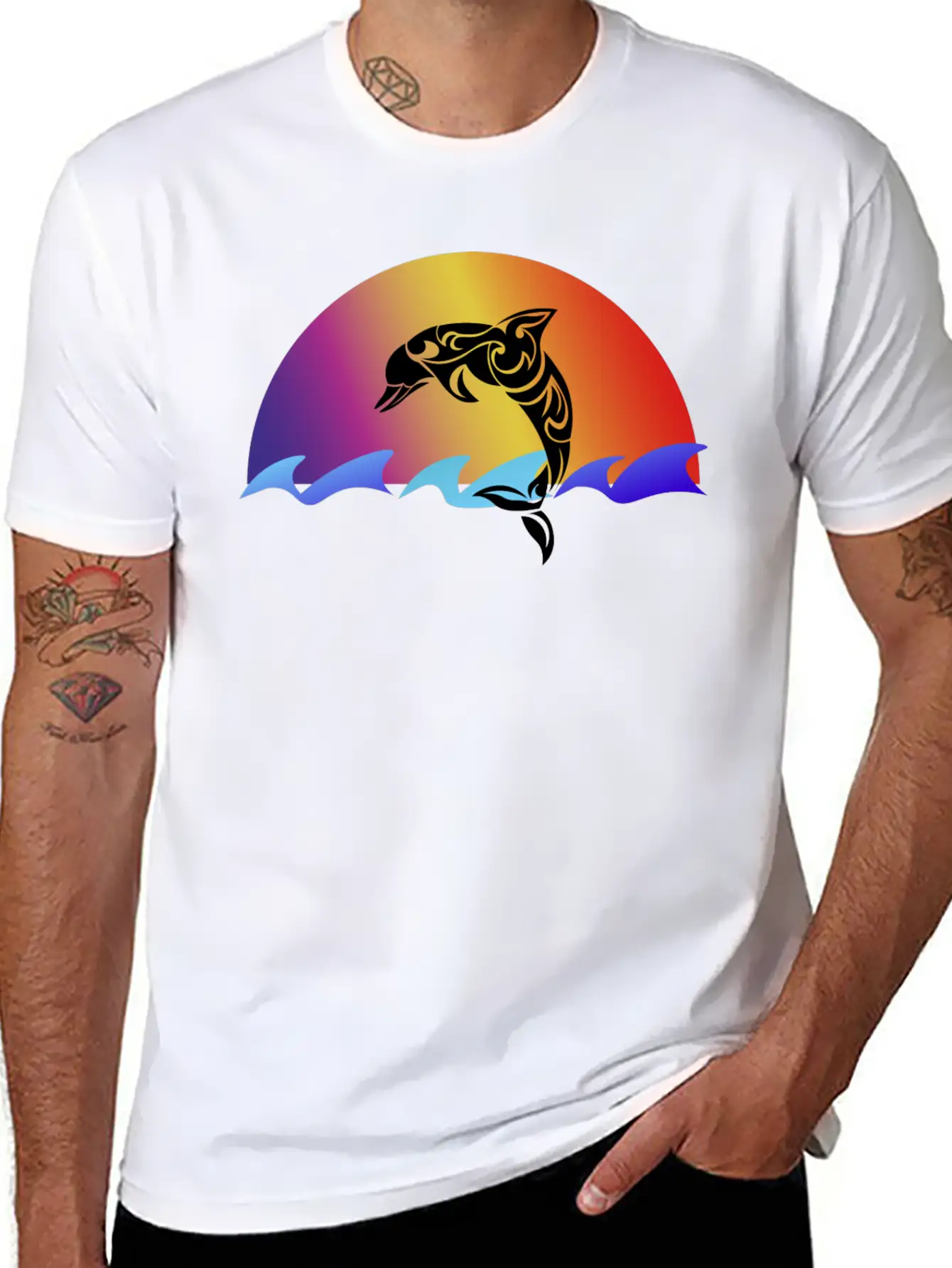 Dolphin And Sunset Unisex Casual T-Shirt – Clean Design For Daily Comfort