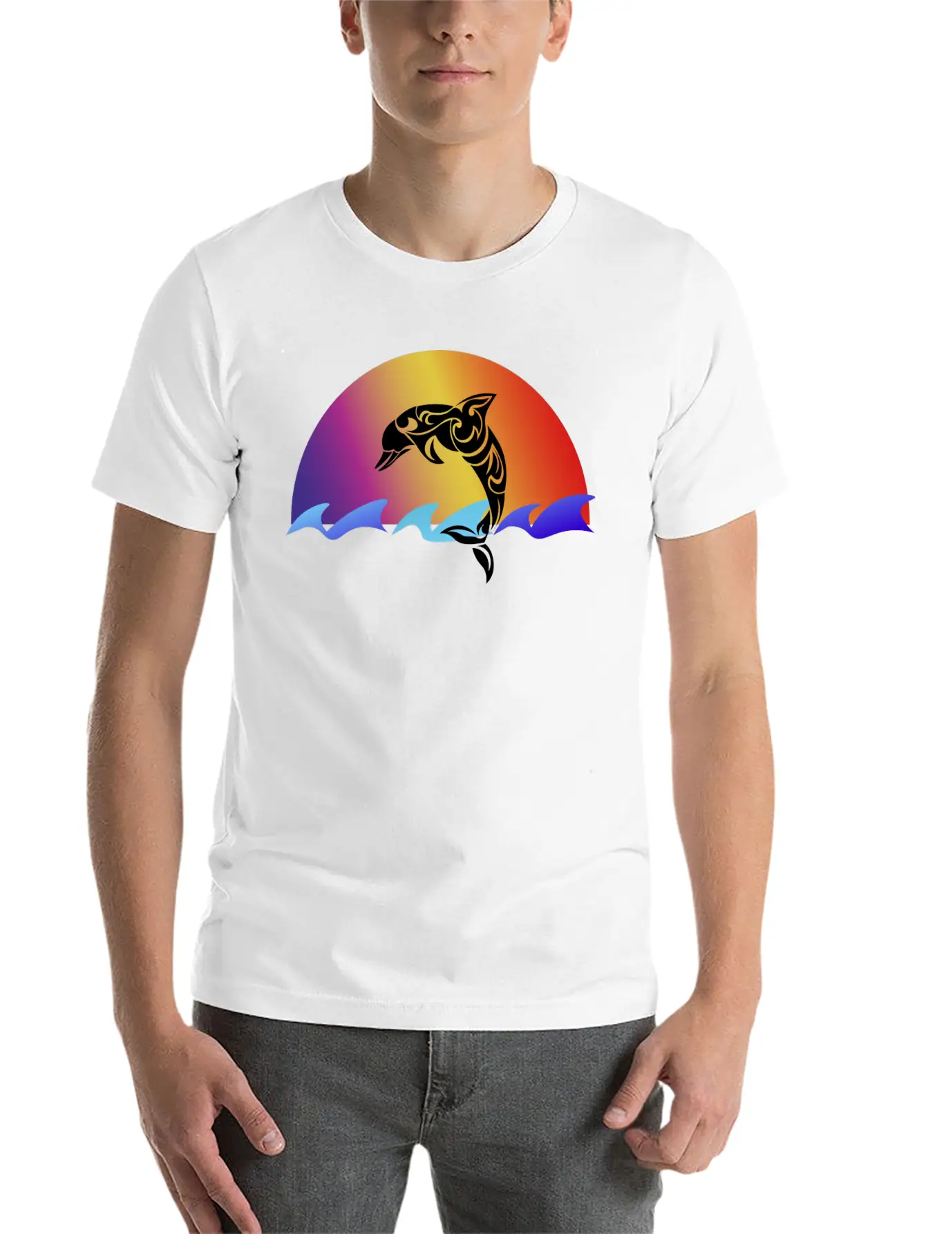 Dolphin And Sunset Unisex Casual T-Shirt – Clean Design For Daily Comfort