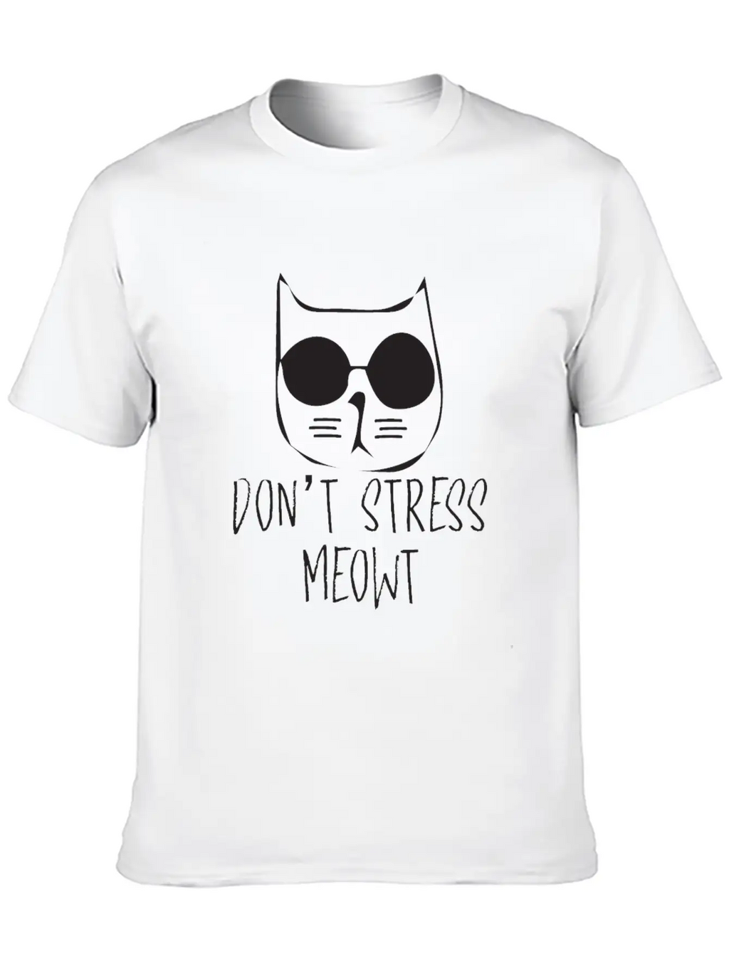 Don T Stress Meowt Minimalism Cat Silhouette Unisex Casual T-Shirt – Clean Design For Daily Comfort