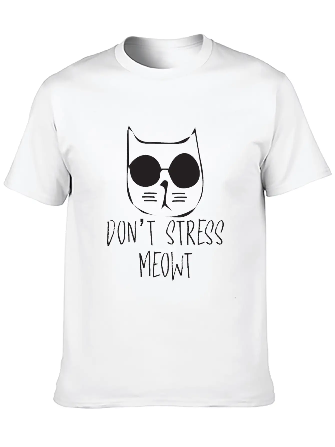 Don T Stress Meowt Minimalism Cat Silhouette Unisex Casual T-Shirt – Clean Design For Daily Comfort
