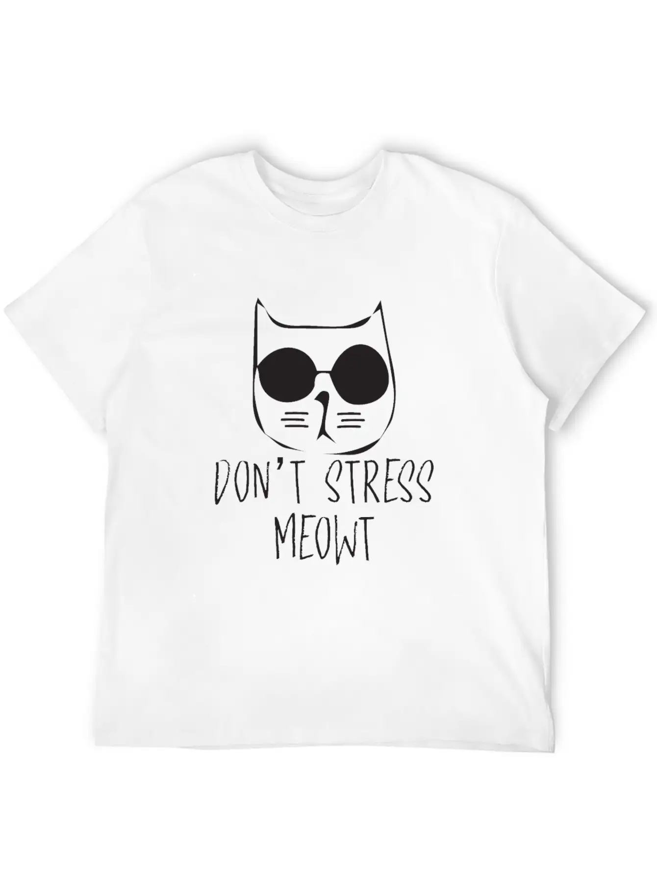 Don T Stress Meowt Minimalism Cat Silhouette Unisex Casual T-Shirt – Clean Design For Daily Comfort