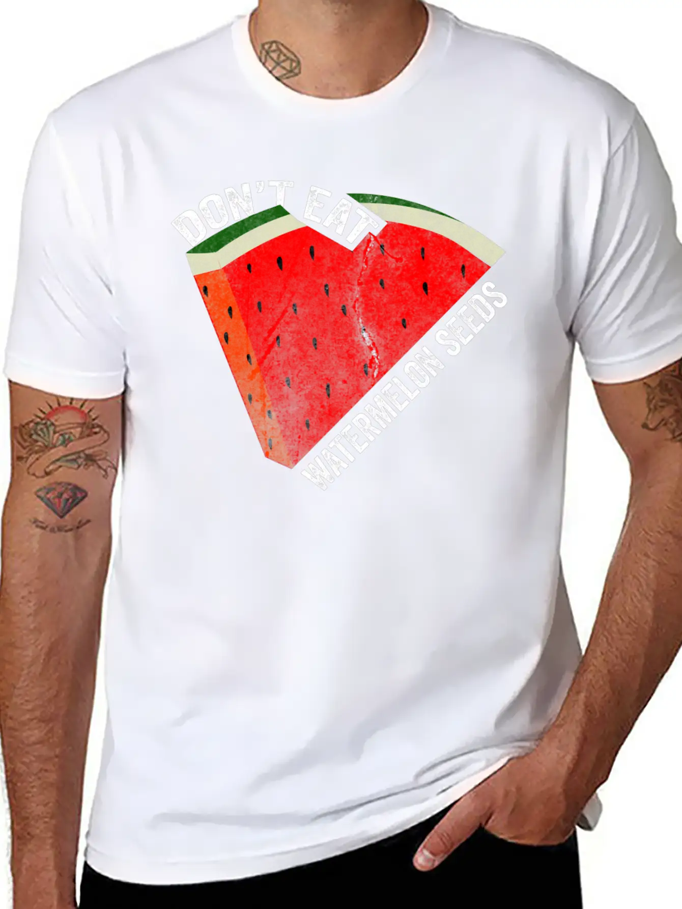 Don't Eat Watermelon Seeds Unisex Short Sleeve Soft Cotton T-Shirt – Casual Everyday Wear