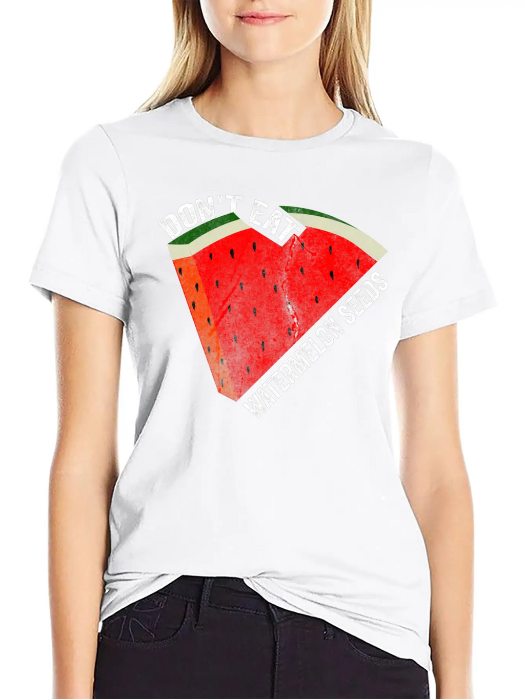 Don't Eat Watermelon Seeds Unisex Short Sleeve Soft Cotton T-Shirt – Casual Everyday Wear