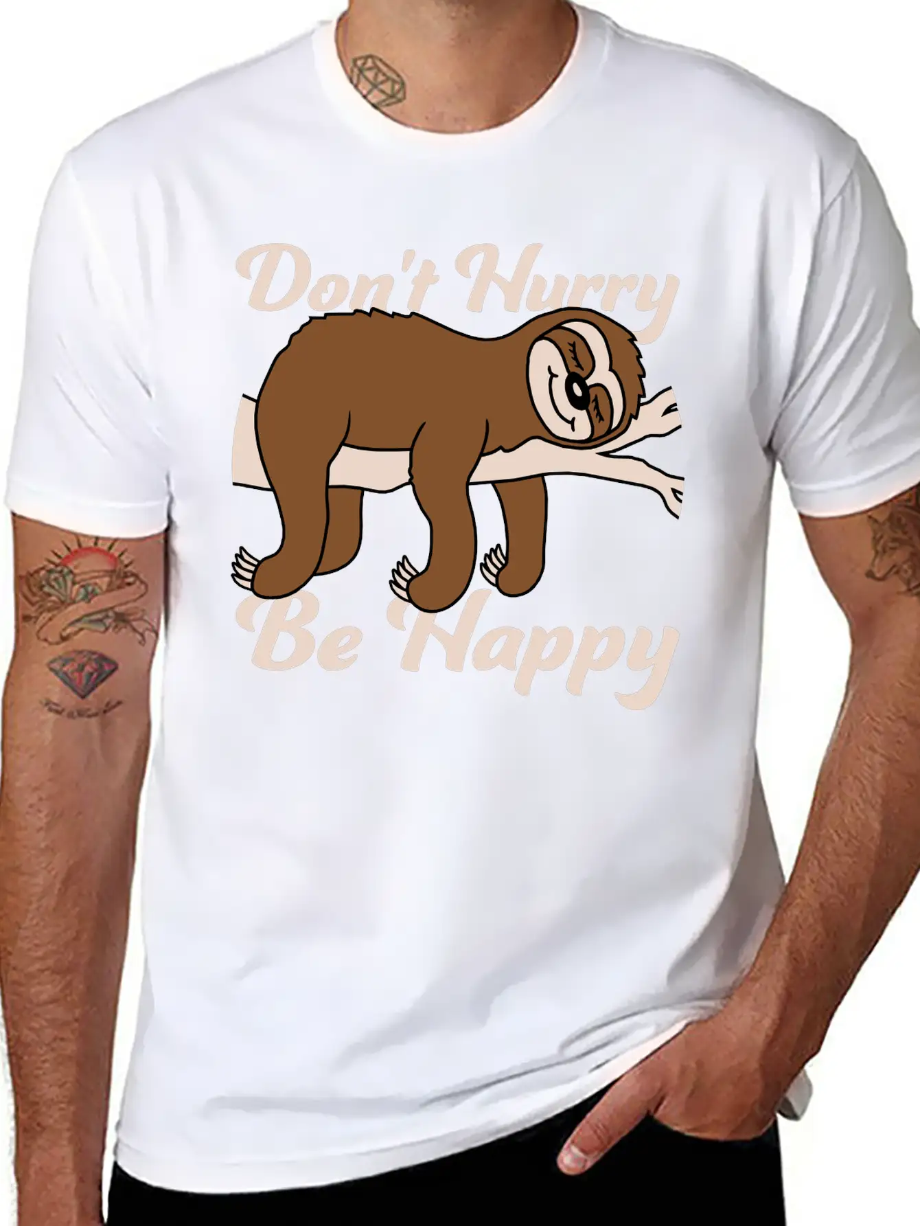 Dont Hurry Be Happy Essential Cotton Tee For Daily Outfits – Unisex Style