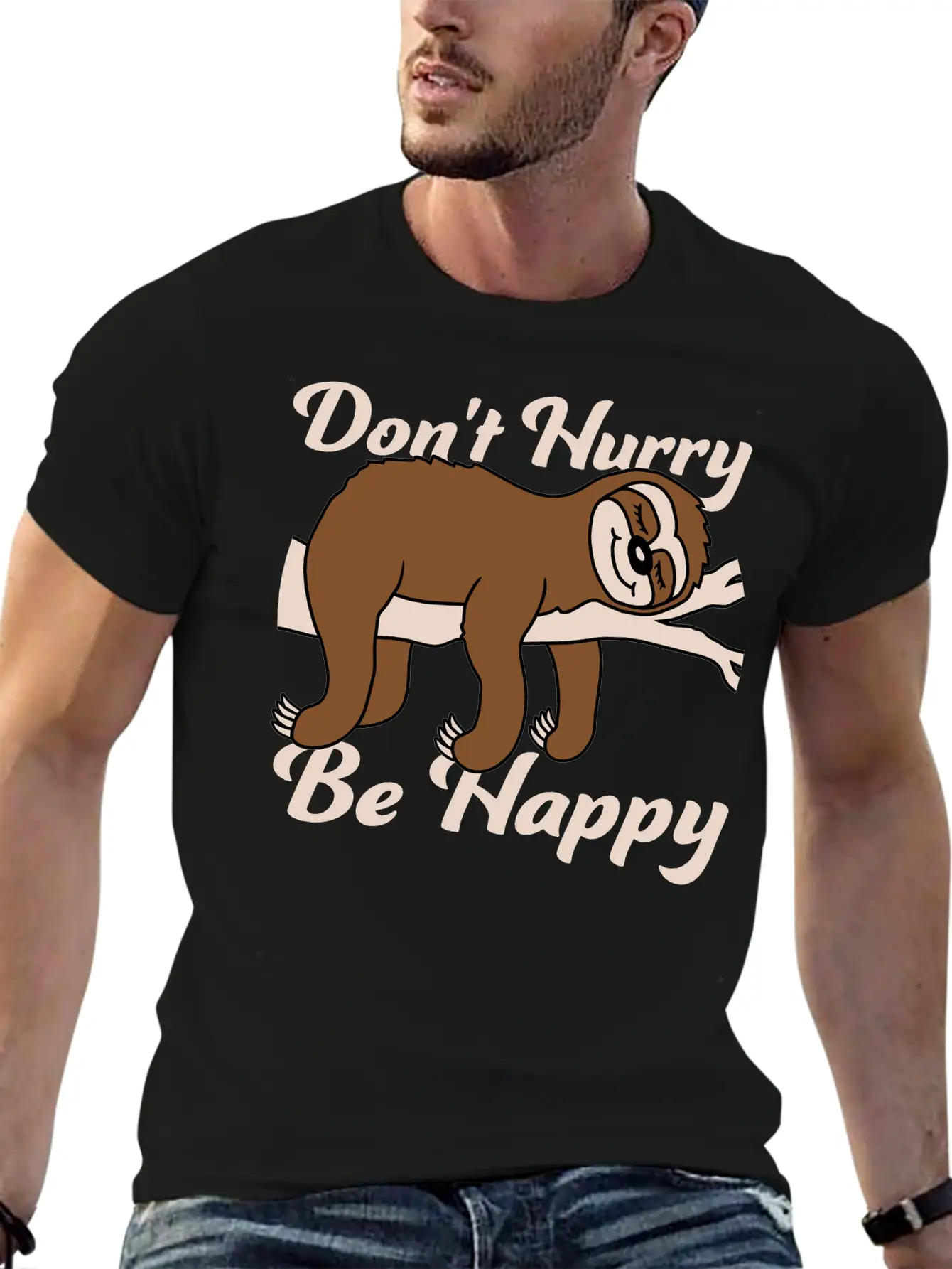 Dont Hurry Be Happy Essential Cotton Tee For Daily Outfits – Unisex Style