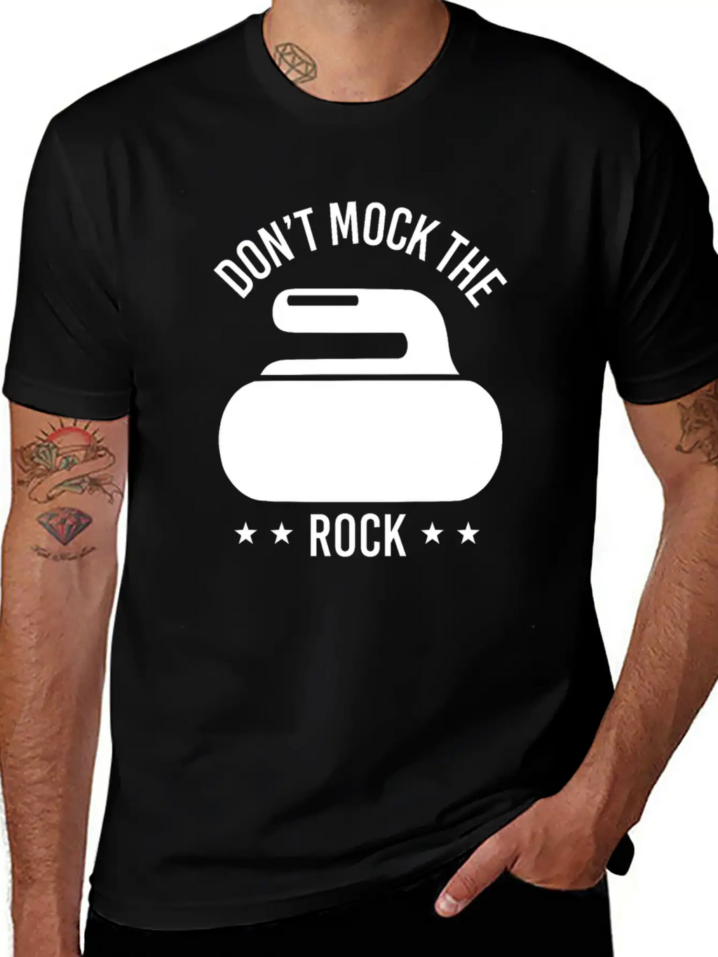 Don't Mock The Rock Curling Curl Geschenk Gift Unisex Short Sleeve Soft Cotton T-Shirt – Casual Everyday Wear