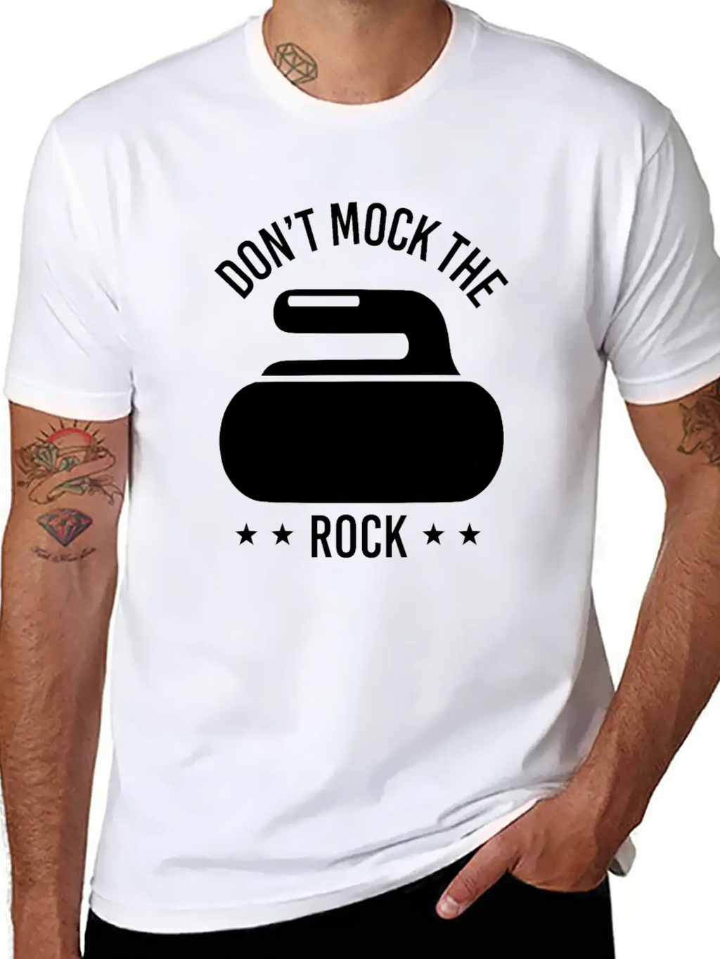 Don't Mock The Rock Curling Curl Geschenk Gift Unisex Short Sleeve Soft Cotton T-Shirt – Casual Everyday Wear