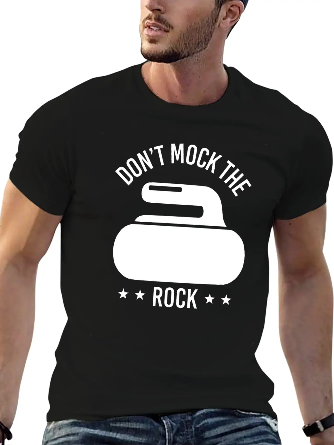 Don't Mock The Rock Curling Curl Geschenk Gift Unisex Short Sleeve Soft Cotton T-Shirt – Casual Everyday Wear