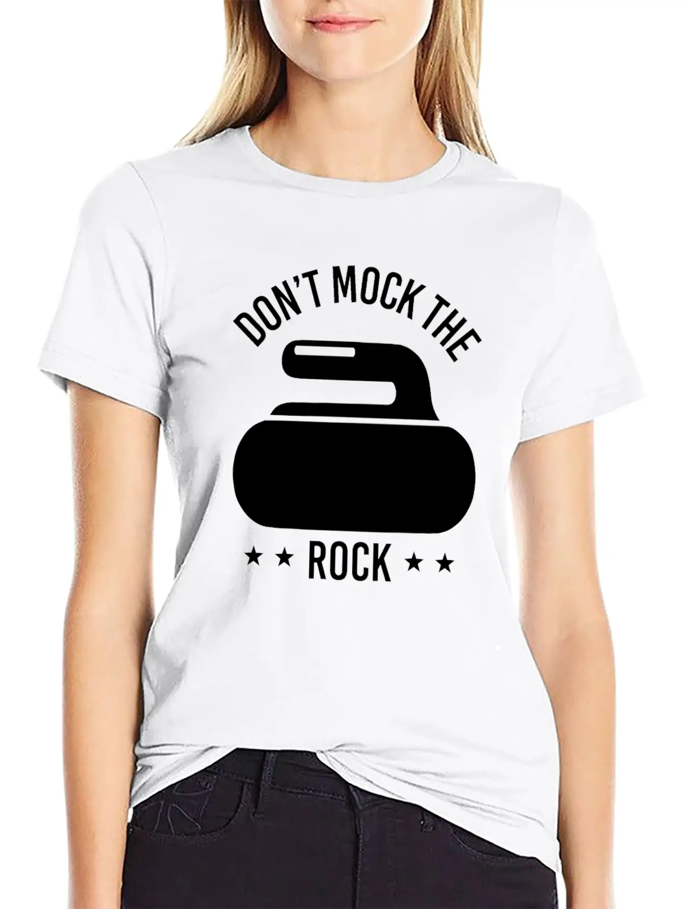 Don't Mock The Rock Curling Curl Geschenk Gift Unisex Short Sleeve Soft Cotton T-Shirt – Casual Everyday Wear
