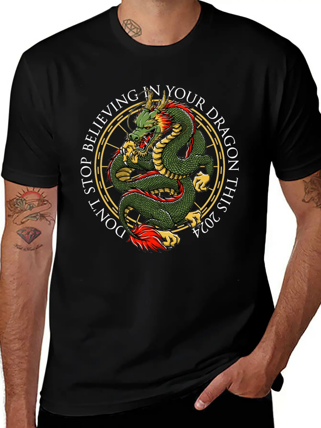 Dont Stop Believing In Your Dragon Chinese New Yea Unisex Short Sleeve Soft Cotton T-Shirt – Casual Everyday Wear