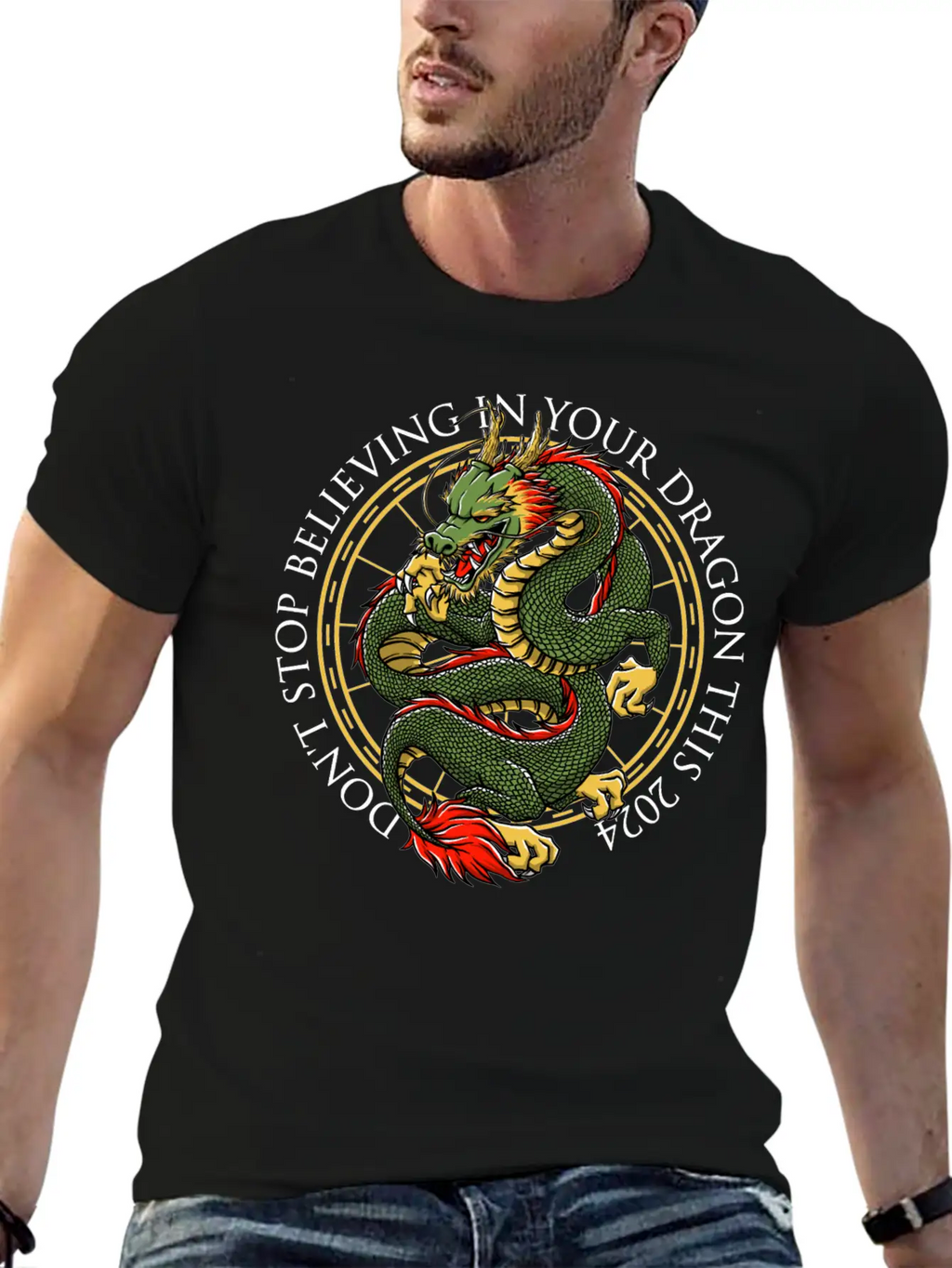 Dont Stop Believing In Your Dragon Chinese New Yea Unisex Short Sleeve Soft Cotton T-Shirt – Casual Everyday Wear