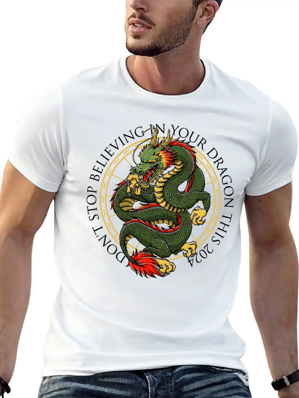 Dont Stop Believing In Your Dragon Chinese New Yea Unisex Short Sleeve Soft Cotton T-Shirt – Casual Everyday Wear