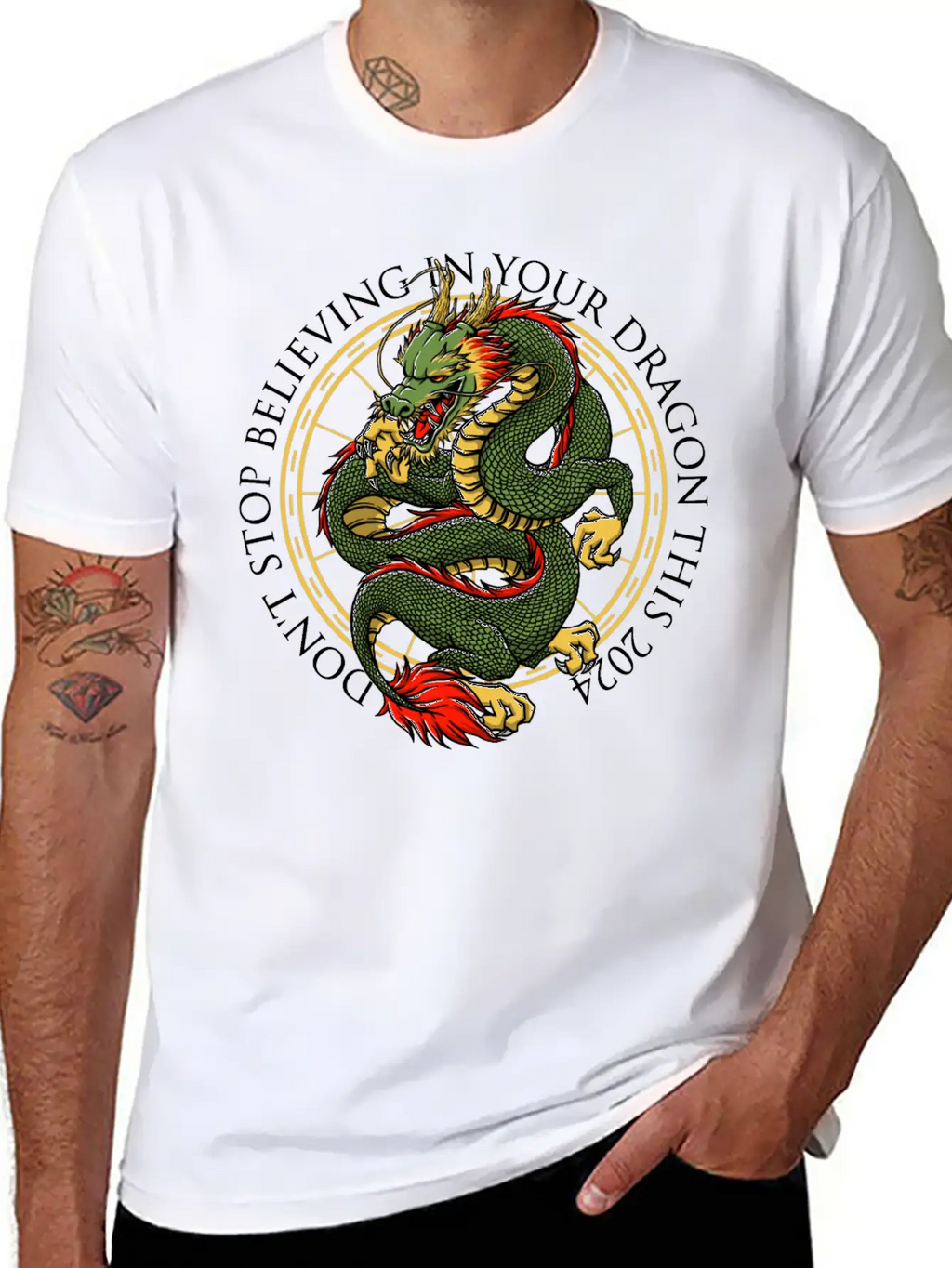 Dont Stop Believing In Your Dragon Chinese New Yea Unisex Short Sleeve Soft Cotton T-Shirt – Casual Everyday Wear