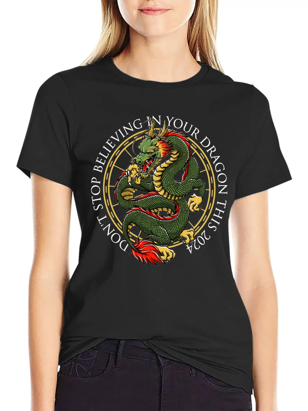 Dont Stop Believing In Your Dragon Chinese New Yea Unisex Short Sleeve Soft Cotton T-Shirt – Casual Everyday Wear