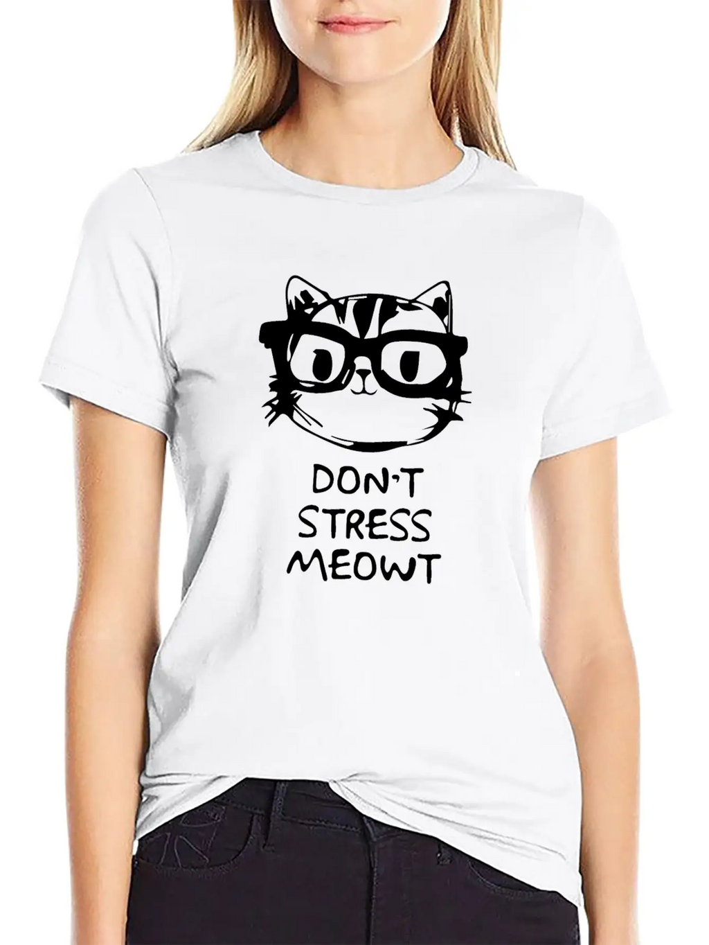 Don,t Stress Meowt Breathable Soft Cotton T-Shirt – Timeless Casual Look