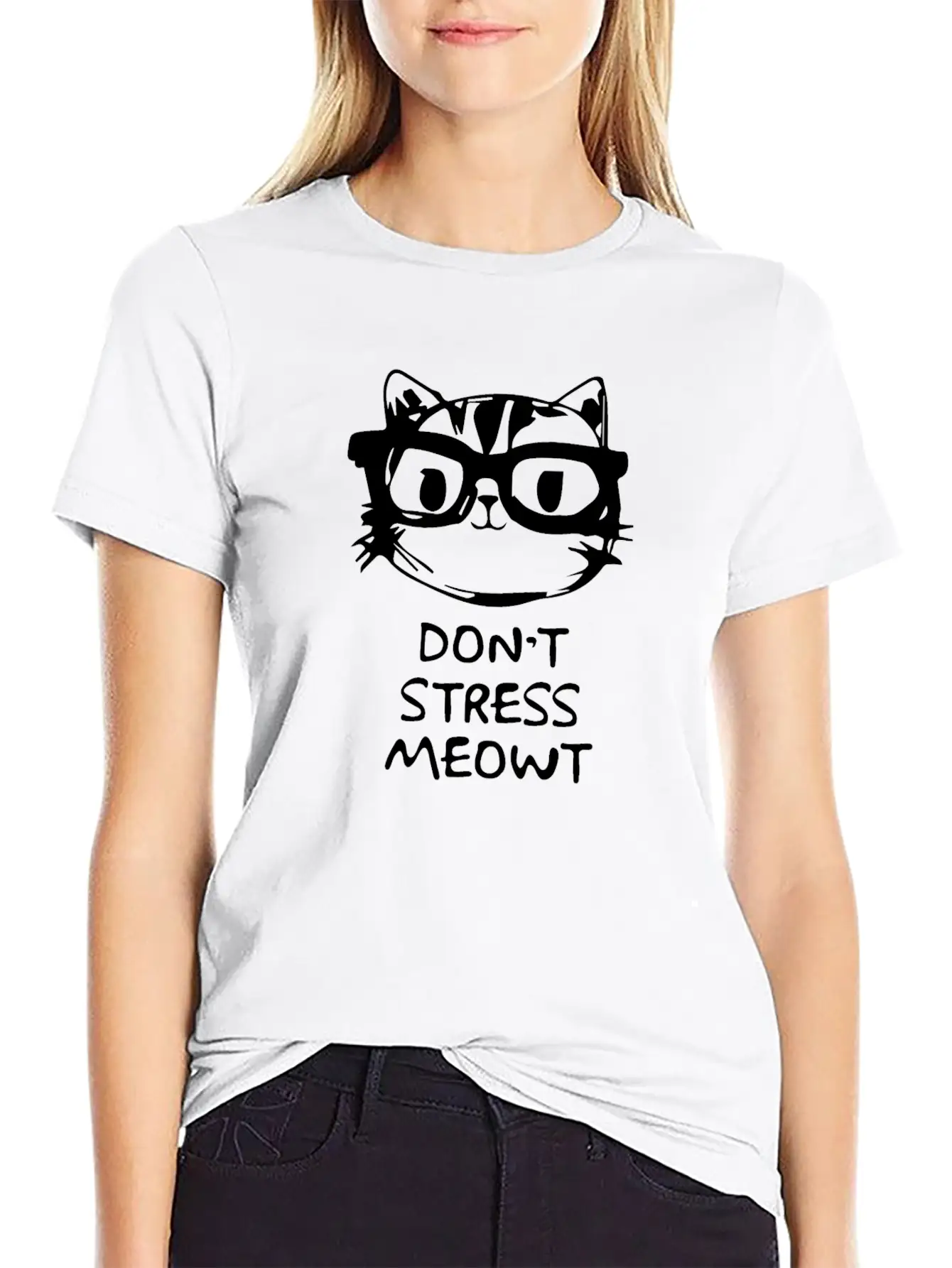 Don,t Stress Meowt Breathable Soft Cotton T-Shirt – Timeless Casual Look
