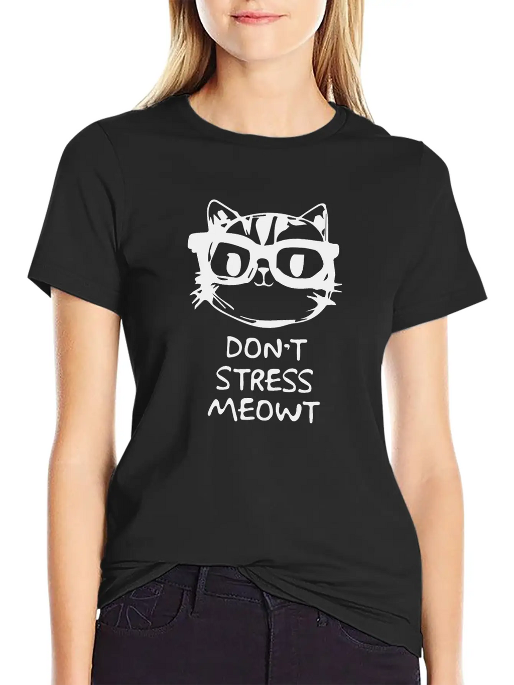 Don,t Stress Meowt Breathable Soft Cotton T-Shirt – Timeless Casual Look