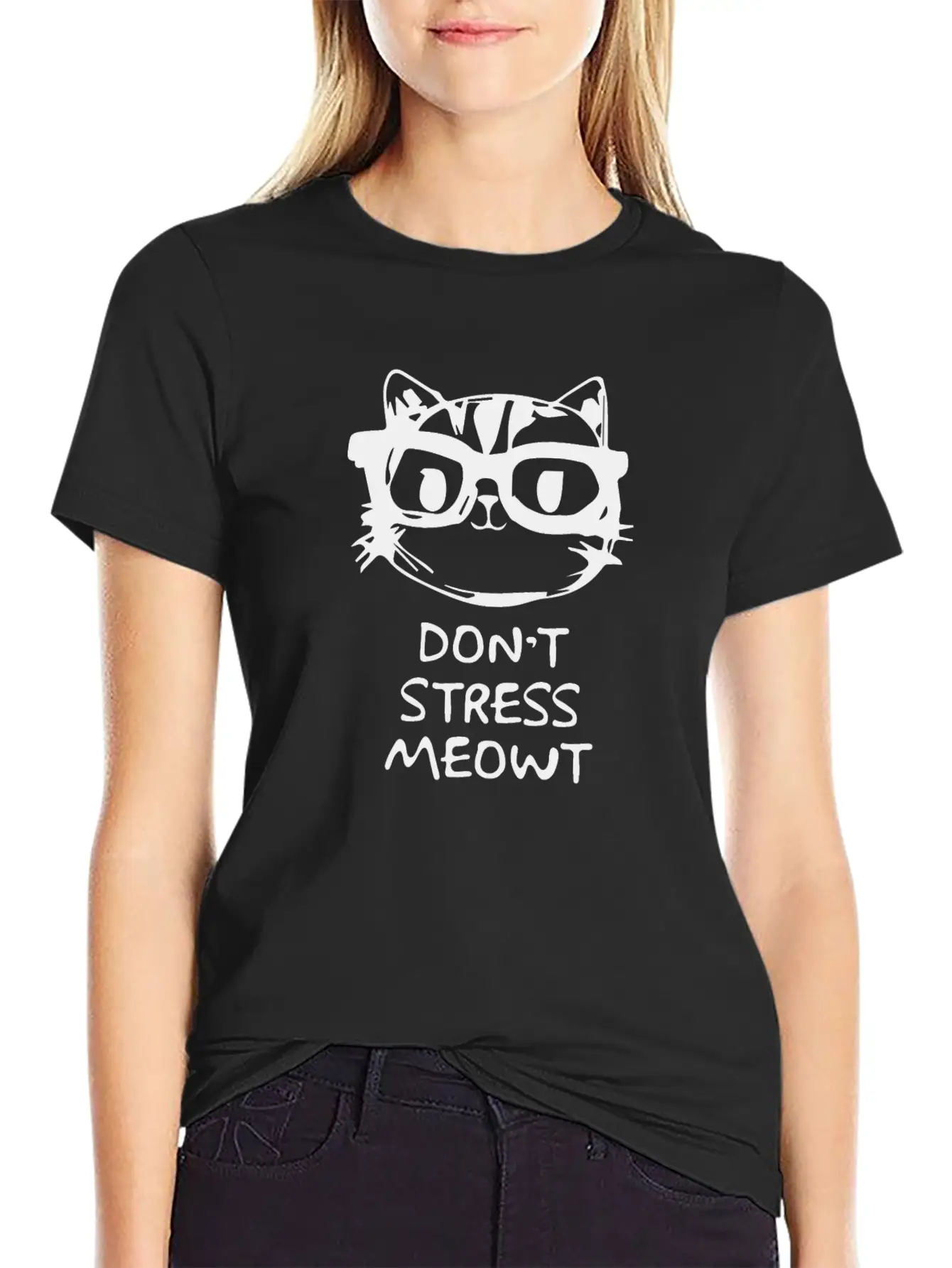 Don,t Stress Meowt Breathable Soft Cotton T-Shirt – Timeless Casual Look