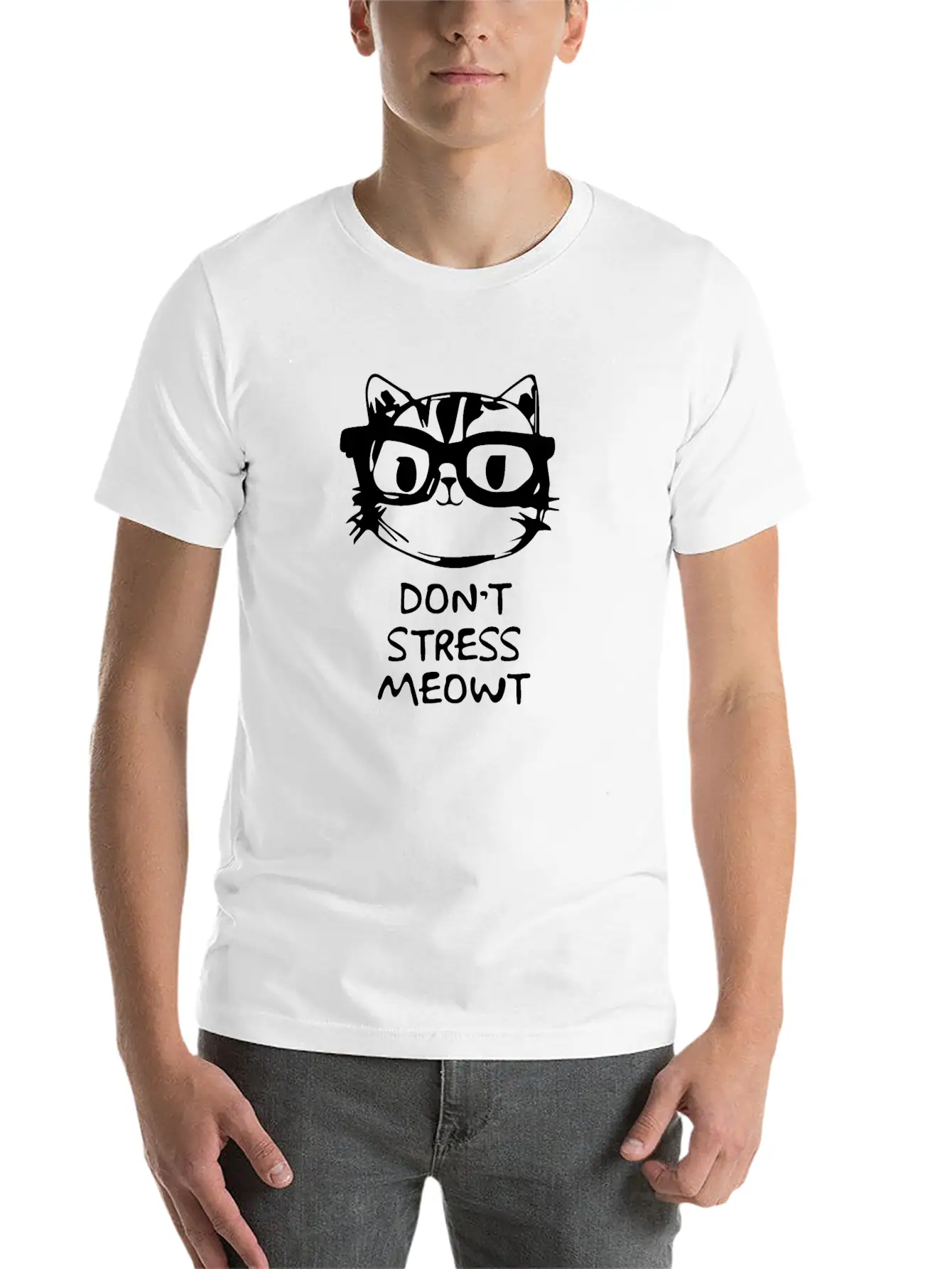 Don,t Stress Meowt Breathable Soft Cotton T-Shirt – Timeless Casual Look