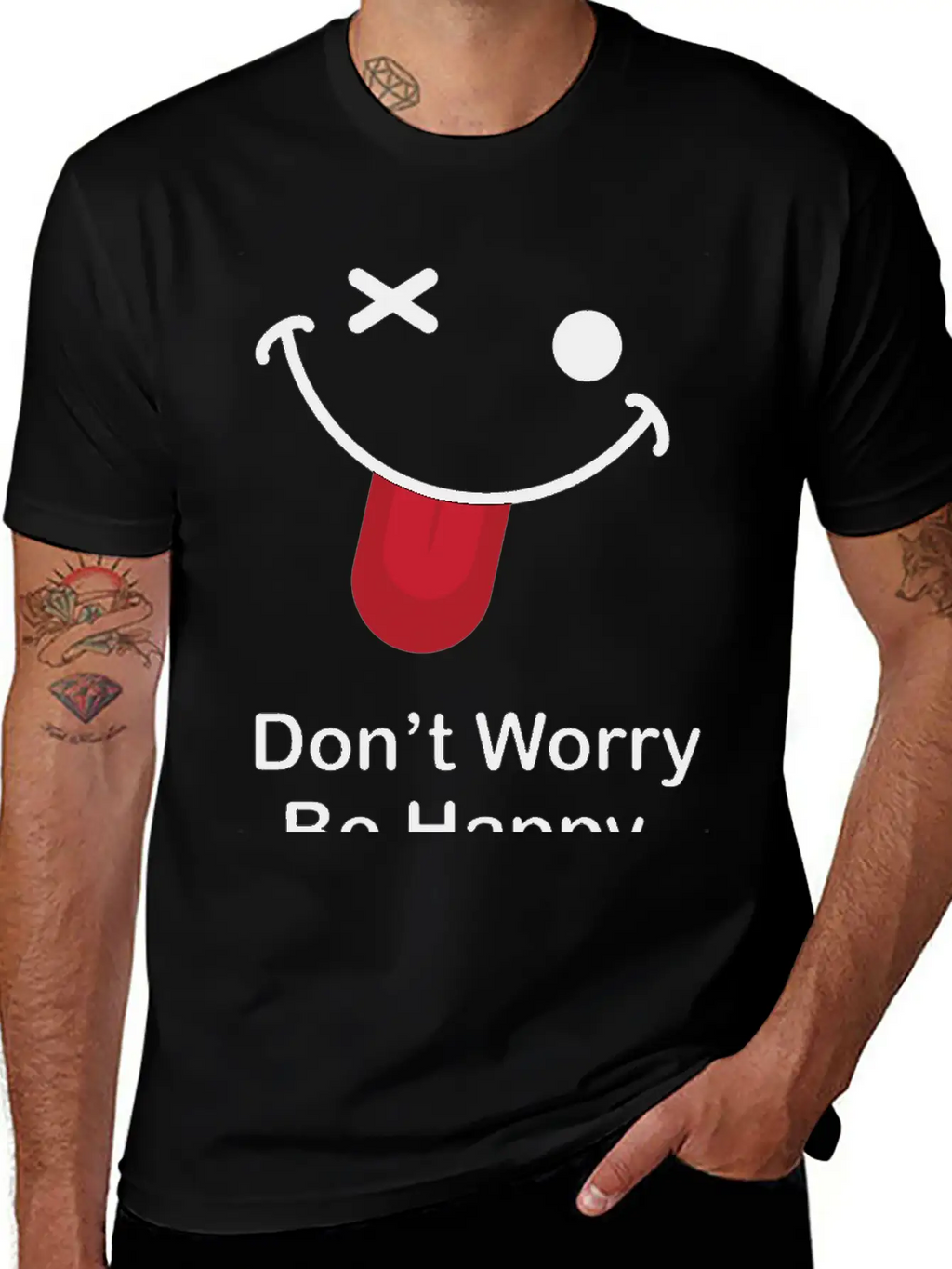 Don't Worry Be Happy Breathable Graphic T-Shirt – Perfect For Casual Days
