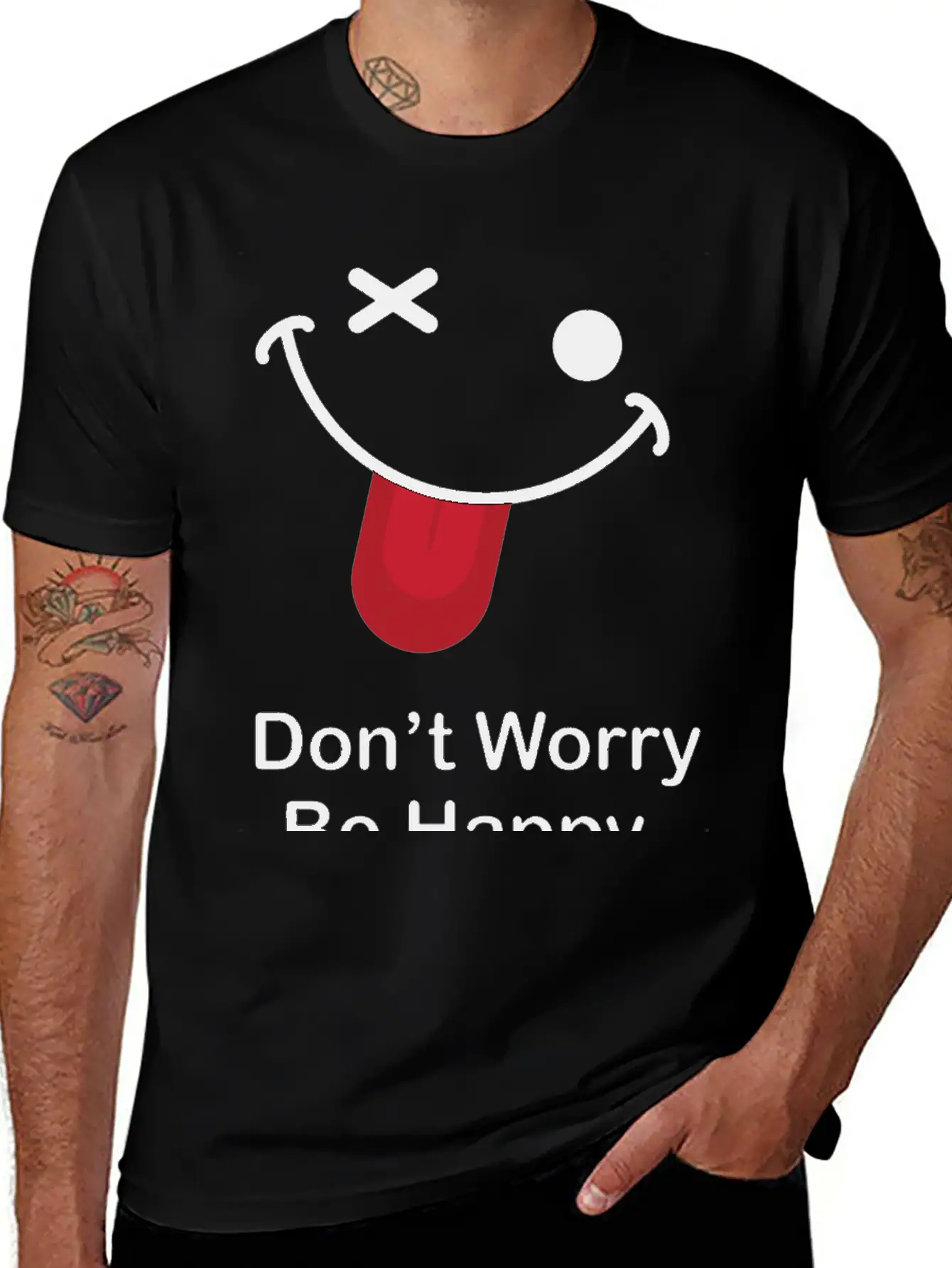 Don't Worry Be Happy Breathable Graphic T-Shirt – Perfect For Casual Days