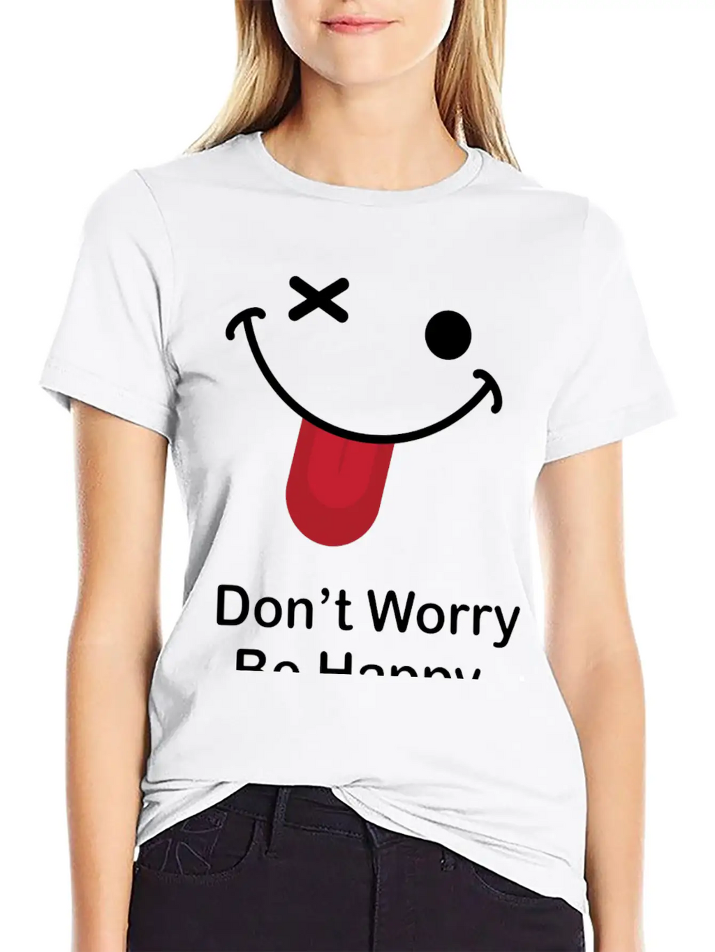 Don't Worry Be Happy Breathable Graphic T-Shirt – Perfect For Casual Days