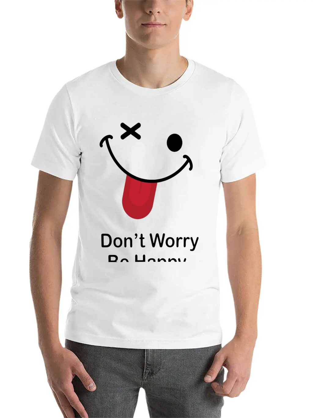 Don't Worry Be Happy Breathable Graphic T-Shirt – Perfect For Casual Days