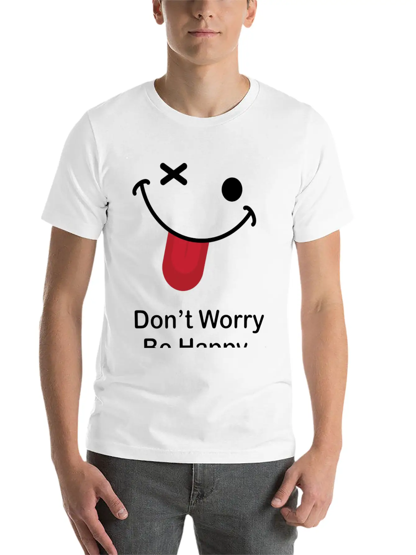 Don't Worry Be Happy Breathable Graphic T-Shirt – Perfect For Casual Days