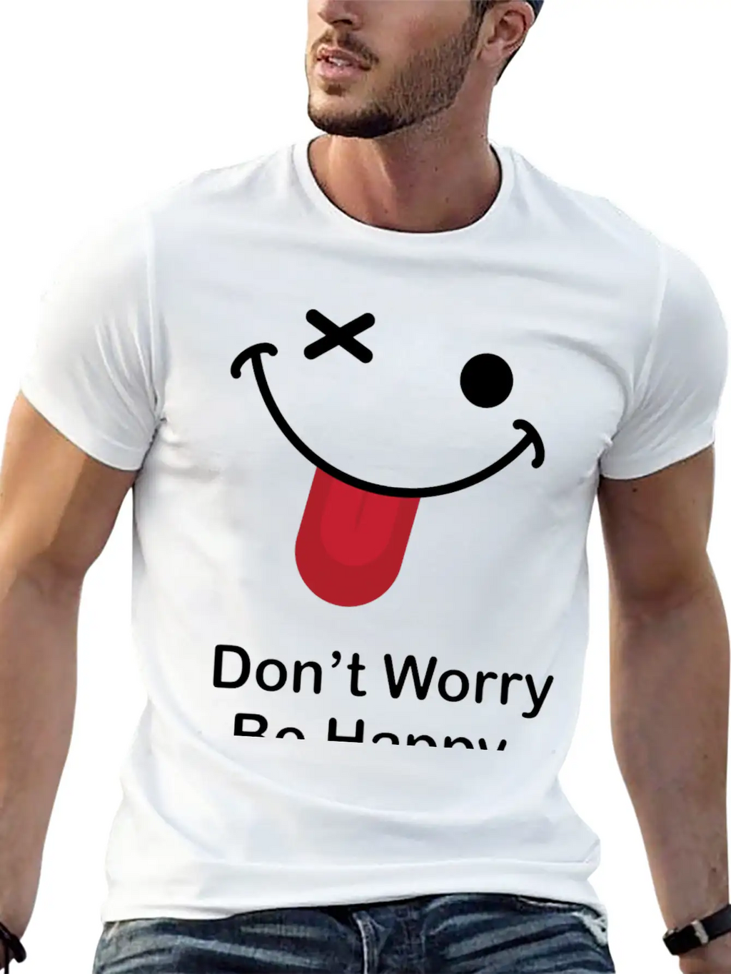 Don't Worry Be Happy Breathable Graphic T-Shirt – Perfect For Casual Days