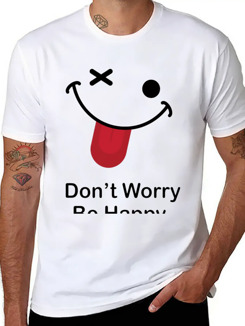 Don't Worry Be Happy Breathable Graphic T-Shirt – Perfect For Casual Days