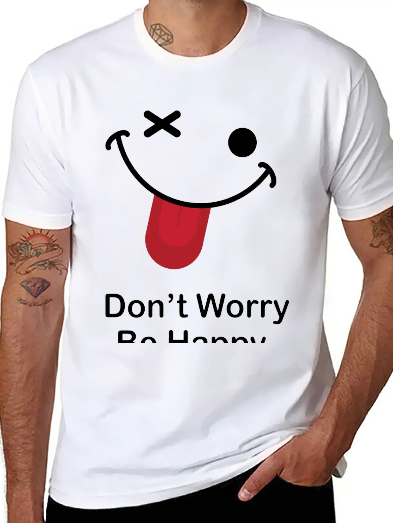 Don't Worry Be Happy Breathable Graphic T-Shirt – Perfect For Casual Days