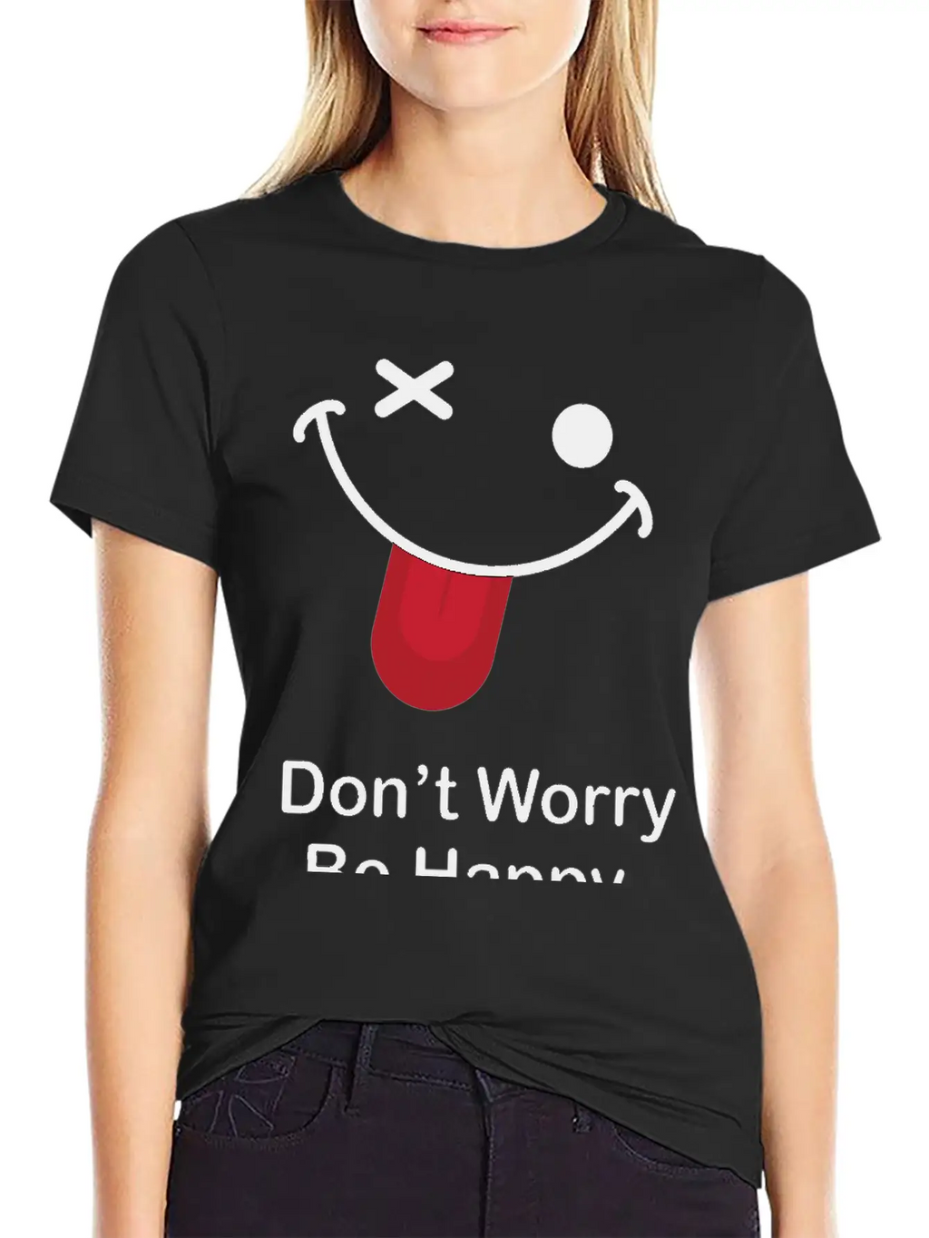 Don't Worry Be Happy Breathable Graphic T-Shirt – Perfect For Casual Days