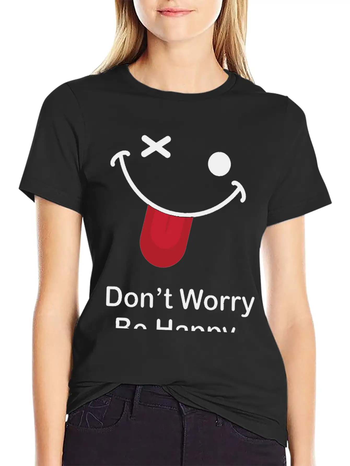 Don't Worry Be Happy Breathable Graphic T-Shirt – Perfect For Casual Days